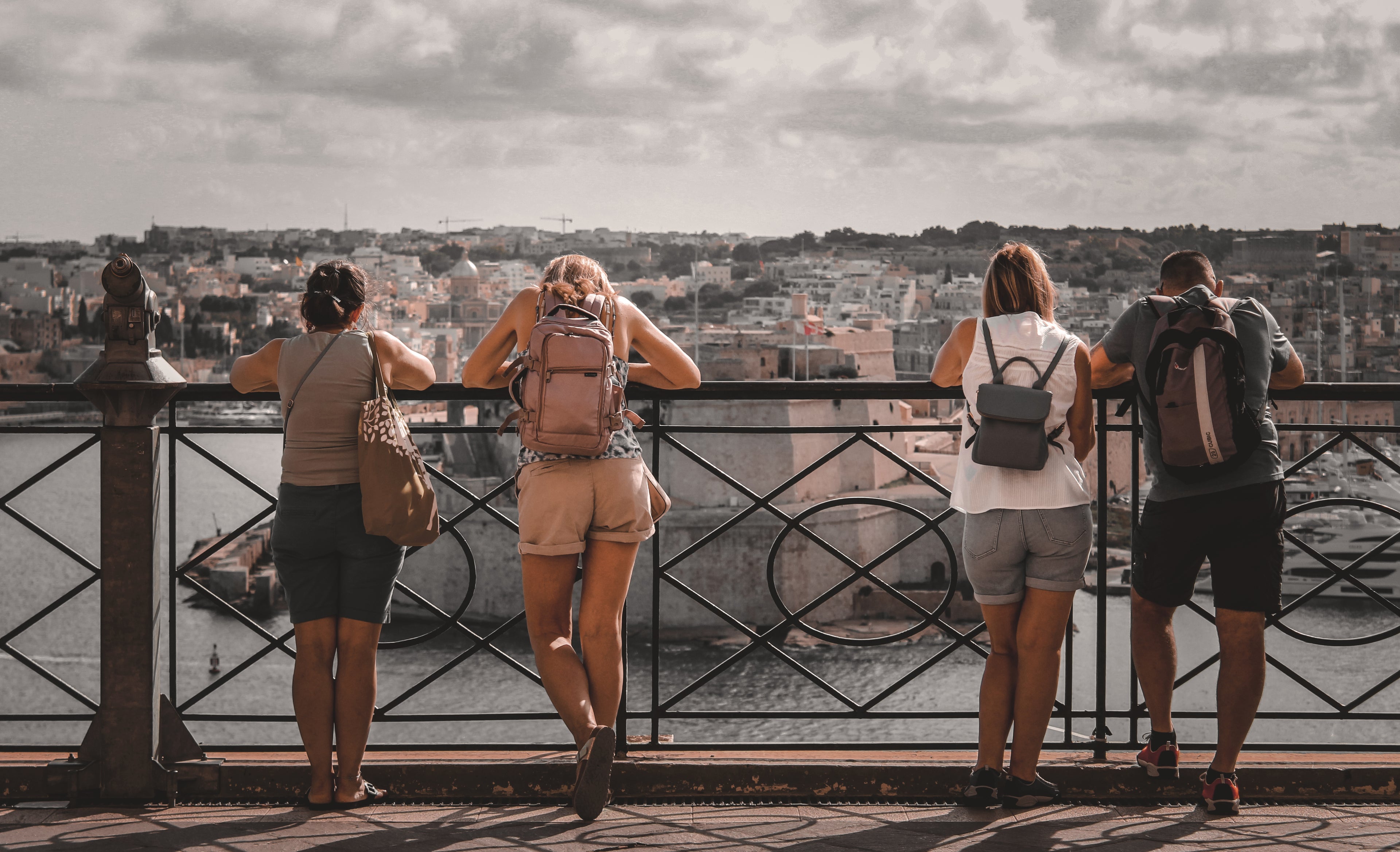Viewpoint Over Valletta — Tourists at Upper Barrakka Gardens