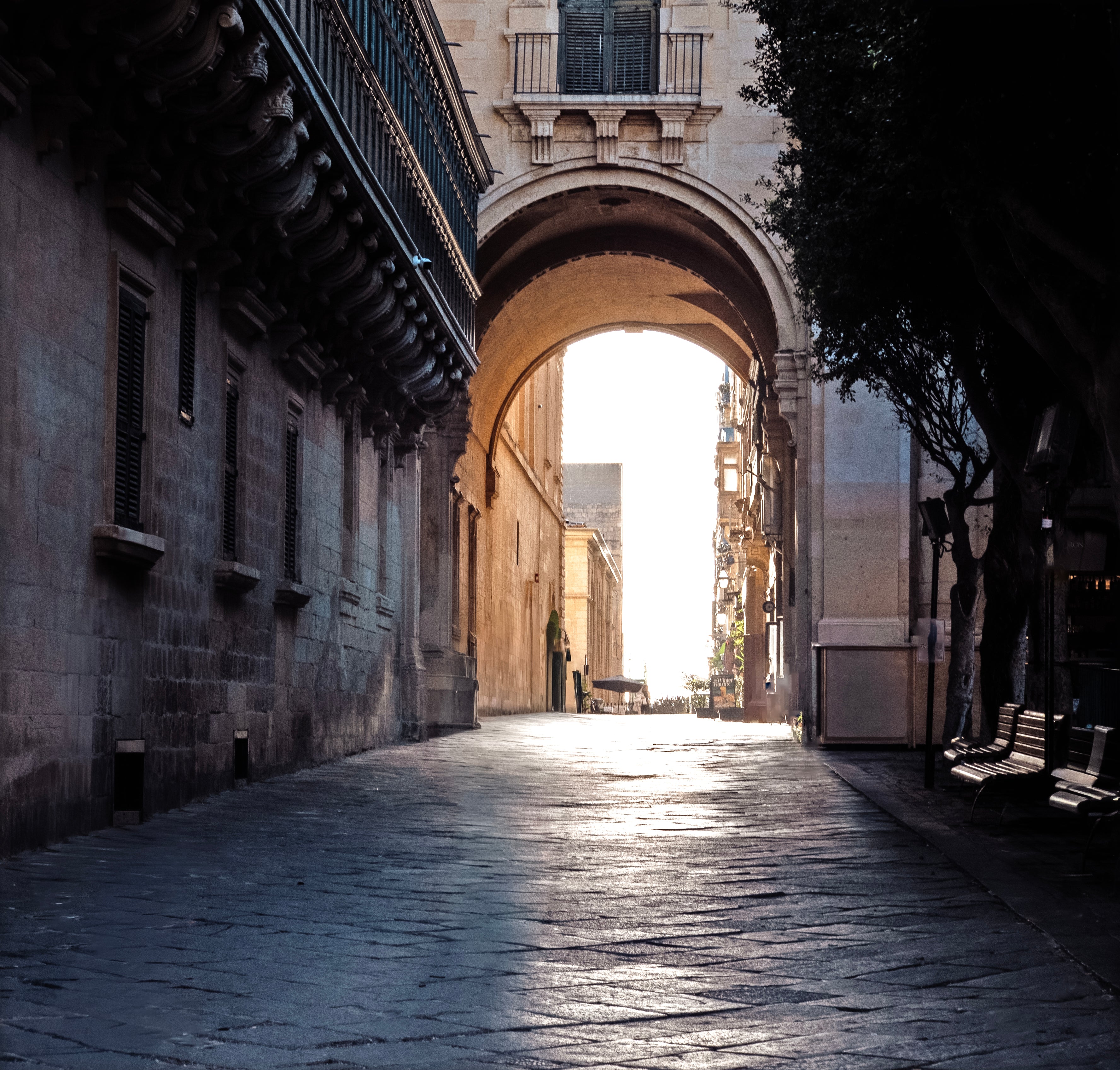 Sunlit Archway — Old Theatre Street Valletta